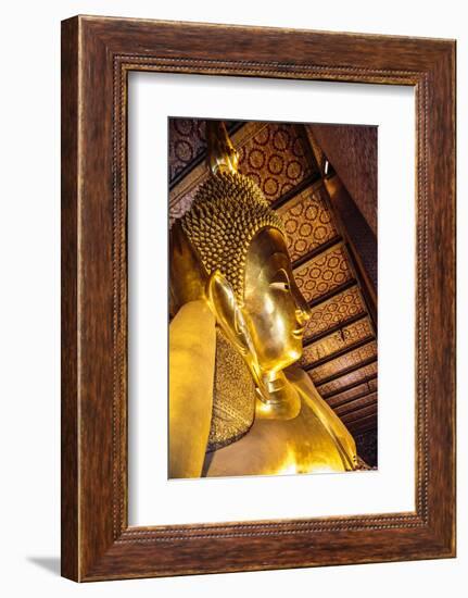 Bangkok, Thailand. Giant reclining gold Buddha statue at Wat Pho temple-Miva Stock-Framed Photographic Print