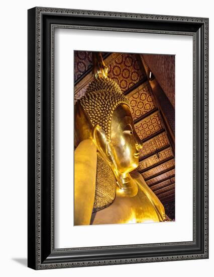 Bangkok, Thailand. Giant reclining gold Buddha statue at Wat Pho temple-Miva Stock-Framed Photographic Print