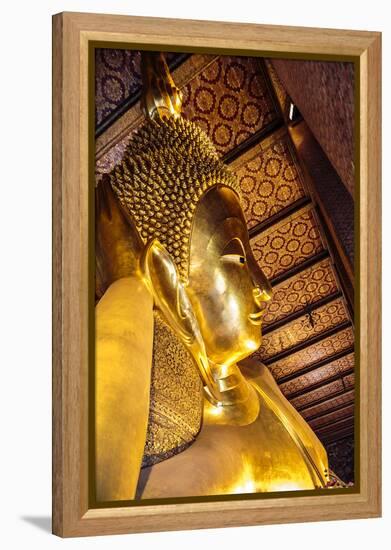 Bangkok, Thailand. Giant reclining gold Buddha statue at Wat Pho temple-Miva Stock-Framed Premier Image Canvas