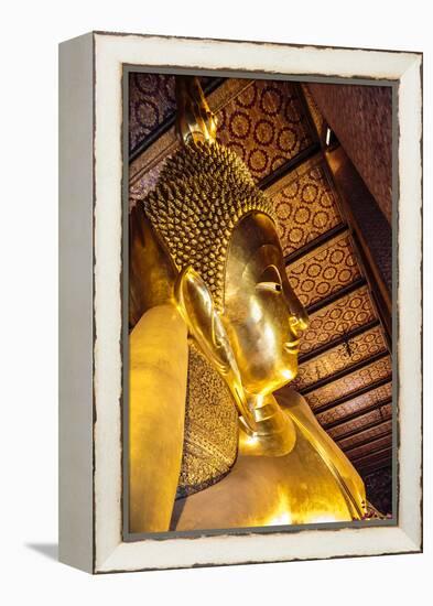 Bangkok, Thailand. Giant reclining gold Buddha statue at Wat Pho temple-Miva Stock-Framed Premier Image Canvas