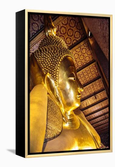 Bangkok, Thailand. Giant reclining gold Buddha statue at Wat Pho temple-Miva Stock-Framed Premier Image Canvas