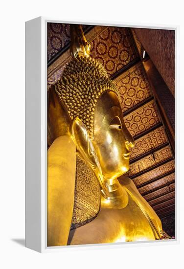 Bangkok, Thailand. Giant reclining gold Buddha statue at Wat Pho temple-Miva Stock-Framed Premier Image Canvas