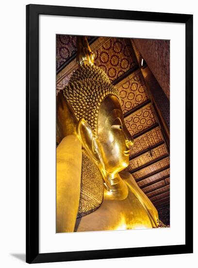 Bangkok, Thailand. Giant reclining gold Buddha statue at Wat Pho temple-Miva Stock-Framed Photographic Print