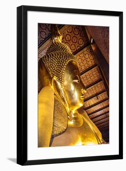 Bangkok, Thailand. Giant reclining gold Buddha statue at Wat Pho temple-Miva Stock-Framed Photographic Print