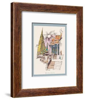 Bangkok, Thailand - Temple of the Dawn - TWA (Trans World Airlines) Menu Cover-David Klein-Framed Art Print