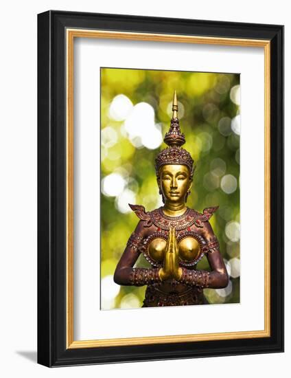 Bangkok, Thailand. Wat Phra Kaeo Grand Palace, Statue of Apsonsi, half woman half lion greeting and-Miva Stock-Framed Photographic Print