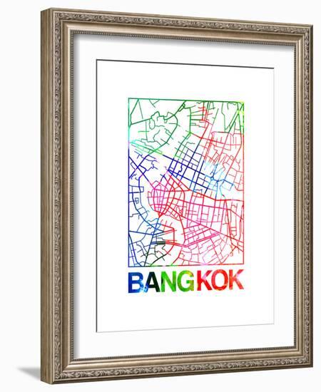 Bangkok Watercolor Street Map-NaxArt-Framed Art Print