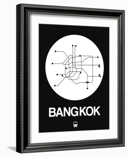 Bangkok White Subway Map-NaxArt-Framed Art Print