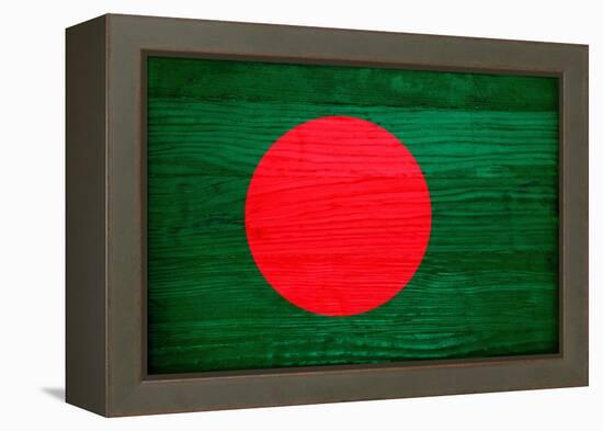 Bangladesh Flag Design with Wood Patterning - Flags of the World Series-Philippe Hugonnard-Framed Stretched Canvas