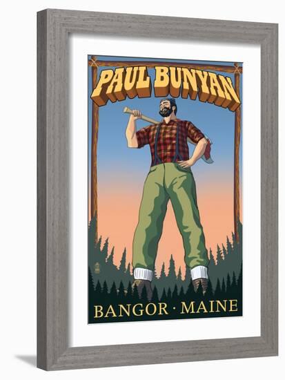 Bangor, Maine - Paul Bunyan-Lantern Press-Framed Art Print