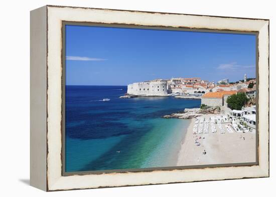 Banje Beach, Old Harbour and Old Town, UNESCO World Heritage Site-Markus Lange-Framed Premier Image Canvas