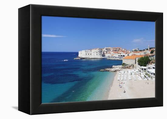 Banje Beach, Old Harbour and Old Town, UNESCO World Heritage Site-Markus Lange-Framed Premier Image Canvas