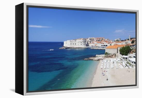 Banje Beach, Old Harbour and Old Town, UNESCO World Heritage Site-Markus Lange-Framed Premier Image Canvas