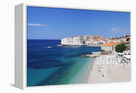 Banje Beach, Old Harbour and Old Town, UNESCO World Heritage Site-Markus Lange-Framed Premier Image Canvas