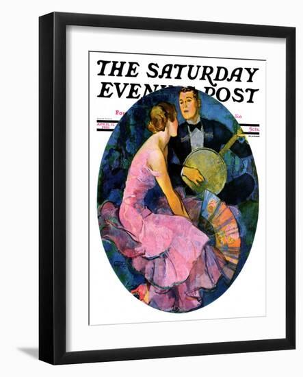 "Banjo Serenade," Saturday Evening Post Cover, April 11, 1931-John LaGatta-Framed Giclee Print