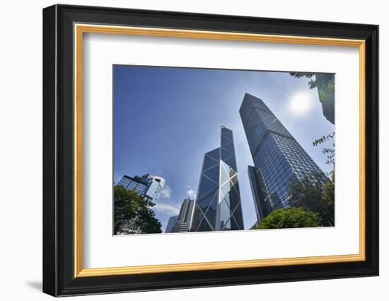 Bank of China Building and Cheung Kong Centre towers in Central, Hong Kong Island's financial distr-Fraser Hall-Framed Photographic Print