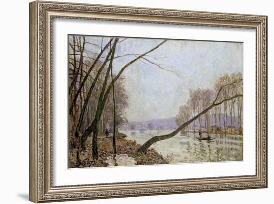 Bank of the Seine in Autumn, 1876 (Oil on Canvas)-Alfred Sisley-Framed Giclee Print