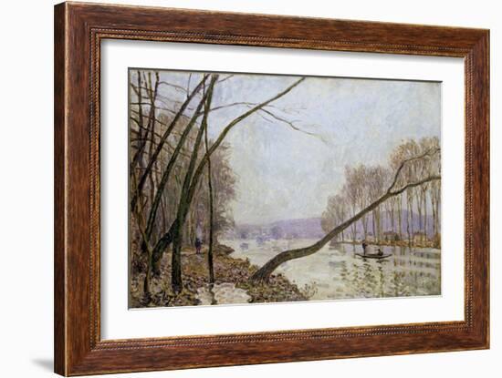 Bank of the Seine in Autumn, 1876 (Oil on Canvas)-Alfred Sisley-Framed Giclee Print