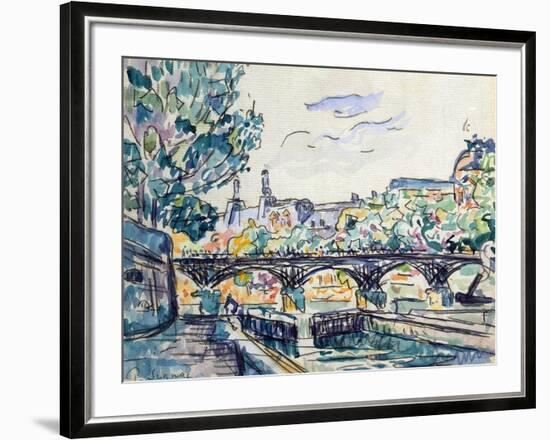 Bank of the Seine Near the Pont Des Arts with a View of the Louvre, Early 20th Century-Paul Signac-Framed Giclee Print