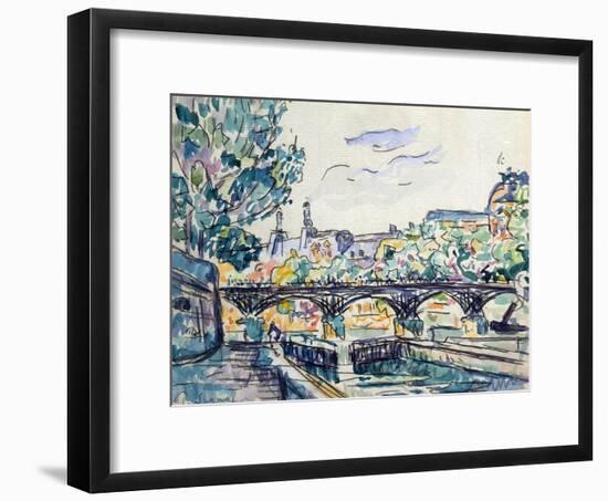 Bank of the Seine Near the Pont Des Arts with a View of the Louvre, Early 20th Century-Paul Signac-Framed Giclee Print