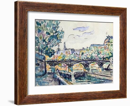 Bank of the Seine Near the Pont Des Arts with a View of the Louvre, Early 20th Century-Paul Signac-Framed Giclee Print