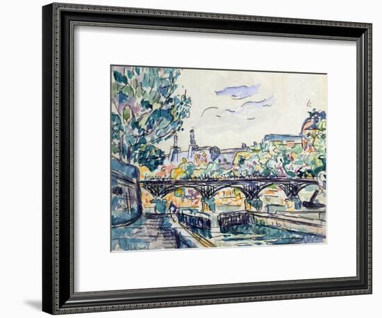 Bank of the Seine Near the Pont Des Arts with a View of the Louvre, Early 20th Century-Paul Signac-Framed Giclee Print