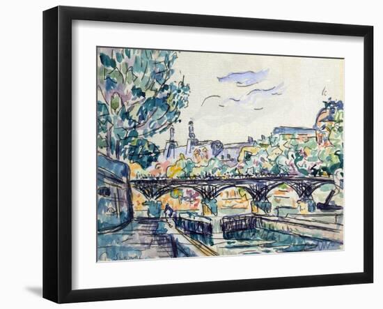 Bank of the Seine Near the Pont Des Arts with a View of the Louvre, Early 20th Century-Paul Signac-Framed Giclee Print