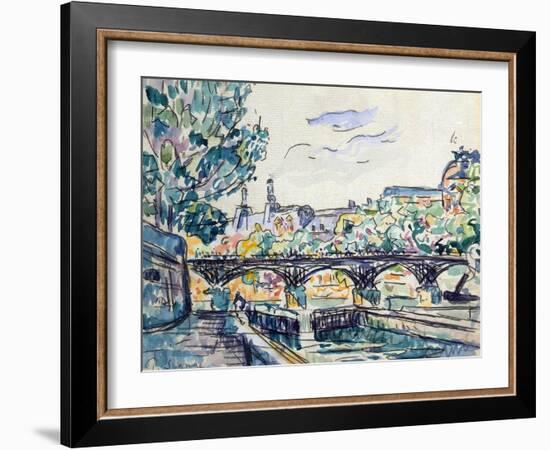 Bank of the Seine Near the Pont Des Arts with a View of the Louvre, Early 20th Century-Paul Signac-Framed Giclee Print