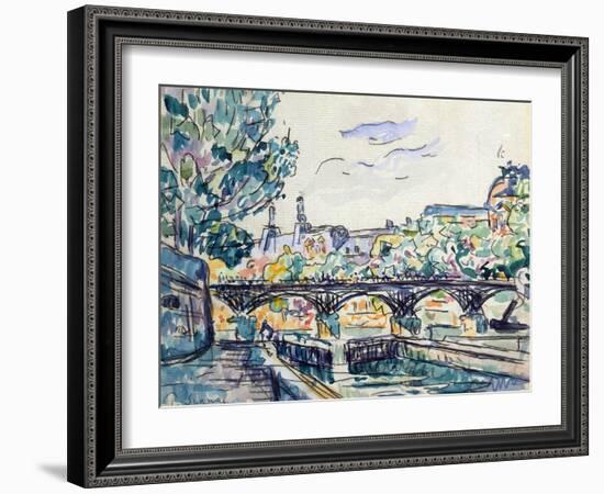 Bank of the Seine Near the Pont Des Arts with a View of the Louvre, Early 20th Century-Paul Signac-Framed Giclee Print