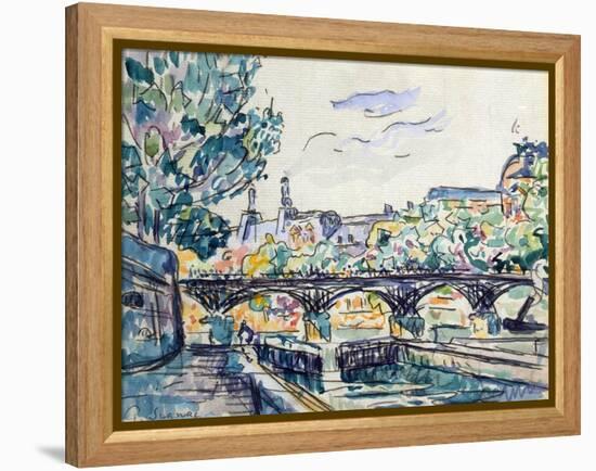 Bank of the Seine Near the Pont Des Arts with a View of the Louvre, Early 20th Century-Paul Signac-Framed Premier Image Canvas