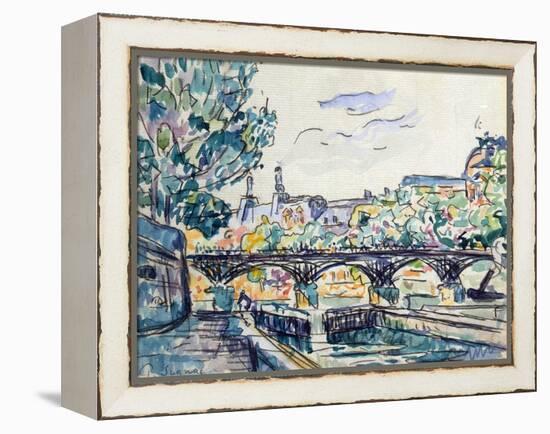 Bank of the Seine Near the Pont Des Arts with a View of the Louvre, Early 20th Century-Paul Signac-Framed Premier Image Canvas