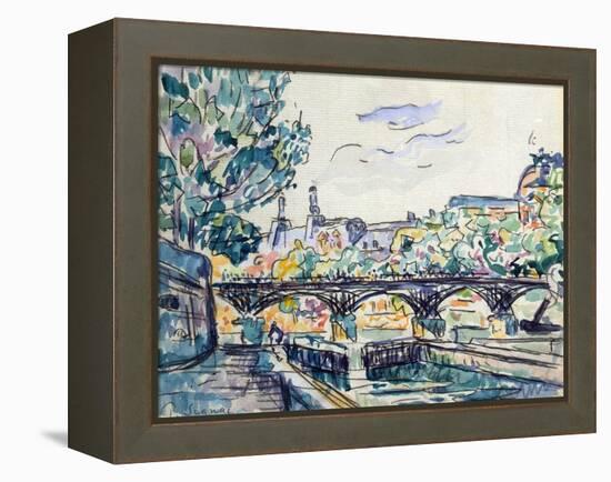 Bank of the Seine Near the Pont Des Arts with a View of the Louvre, Early 20th Century-Paul Signac-Framed Premier Image Canvas