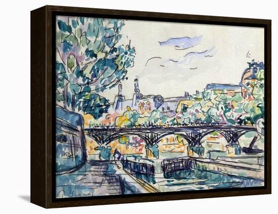 Bank of the Seine Near the Pont Des Arts with a View of the Louvre, Early 20th Century-Paul Signac-Framed Premier Image Canvas