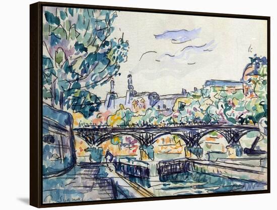 Bank of the Seine Near the Pont Des Arts with a View of the Louvre, Early 20th Century-Paul Signac-Framed Premier Image Canvas