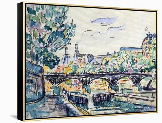 Bank of the Seine Near the Pont Des Arts with a View of the Louvre, Early 20th Century-Paul Signac-Framed Premier Image Canvas