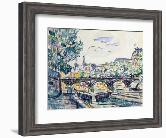 Bank of the Seine Near the Pont Des Arts with a View of the Louvre, Early 20th Century-Paul Signac-Framed Giclee Print