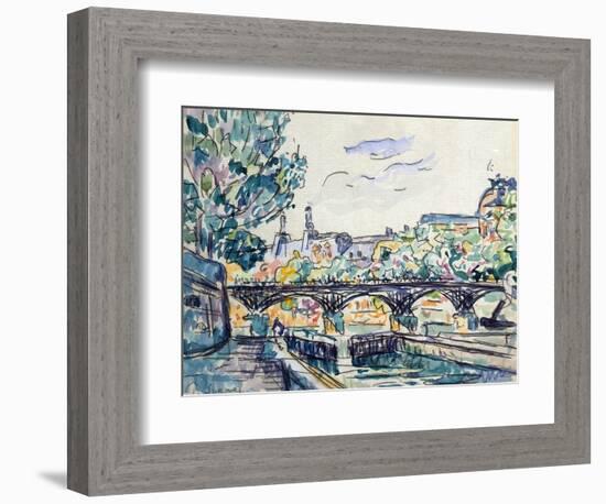 Bank of the Seine Near the Pont Des Arts with a View of the Louvre, Early 20th Century-Paul Signac-Framed Giclee Print