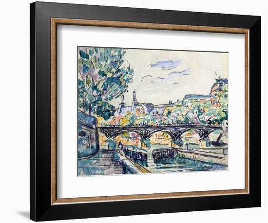 Bank of the Seine Near the Pont Des Arts with a View of the Louvre, Early 20th Century-Paul Signac-Framed Giclee Print