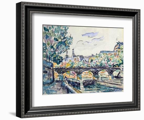 Bank of the Seine Near the Pont Des Arts with a View of the Louvre, Early 20th Century-Paul Signac-Framed Giclee Print