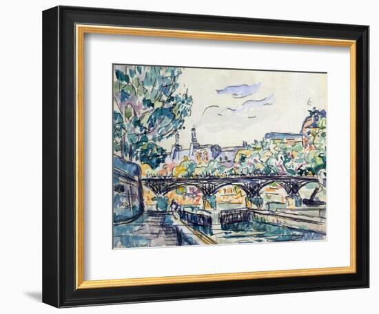 Bank of the Seine Near the Pont Des Arts with a View of the Louvre, Early 20th Century-Paul Signac-Framed Giclee Print