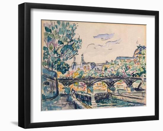 Bank of the Seine Near the Pont Des Arts, with a View of the Louvre-Paul Signac-Framed Giclee Print