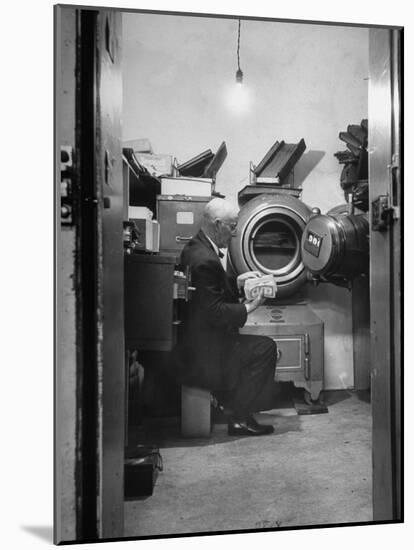 Bank President Robert Allen Willis Checking Cash Funds in Main Vault-null-Mounted Photographic Print