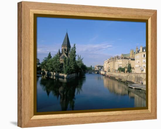 Banks of the Moselle River, Old Town, Metz, Moselle, Lorraine, France-Bruno Barbier-Framed Premier Image Canvas