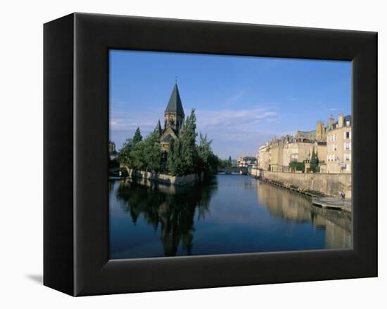 Banks of the Moselle River, Old Town, Metz, Moselle, Lorraine, France-Bruno Barbier-Framed Premier Image Canvas