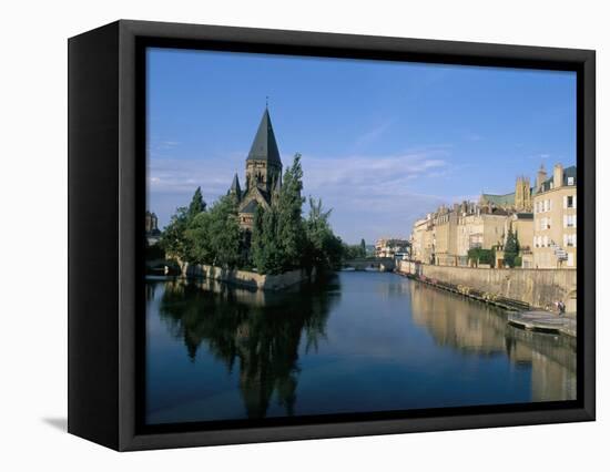 Banks of the Moselle River, Old Town, Metz, Moselle, Lorraine, France-Bruno Barbier-Framed Premier Image Canvas