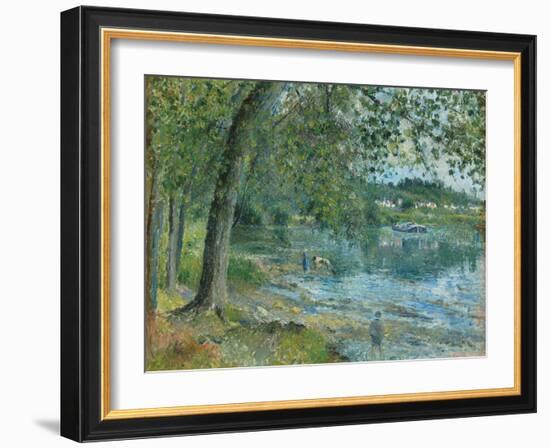 Banks of the Oise at Auvers-Sur Oise; Bords De L'Oise a Auvers-Sur-Oise, 1878-Camille Pissarro-Framed Giclee Print