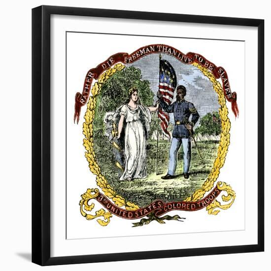 Banner of the Third U.S. Colored Troops, an African-American Regiment in the Civil War-null-Framed Giclee Print