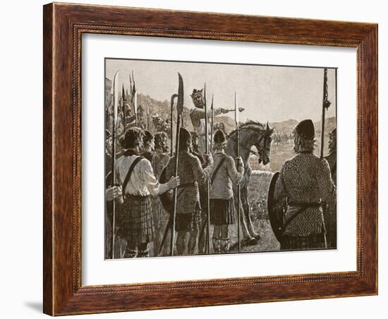 Bannockburn: Bruce Reviewing His Troops before Battle-English School-Framed Giclee Print