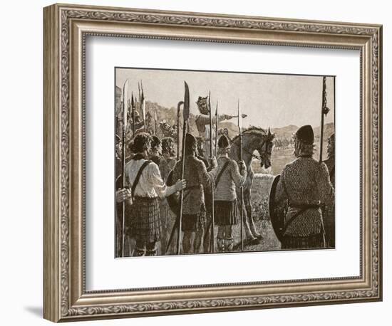 Bannockburn: Bruce Reviewing His Troops before Battle-English School-Framed Giclee Print