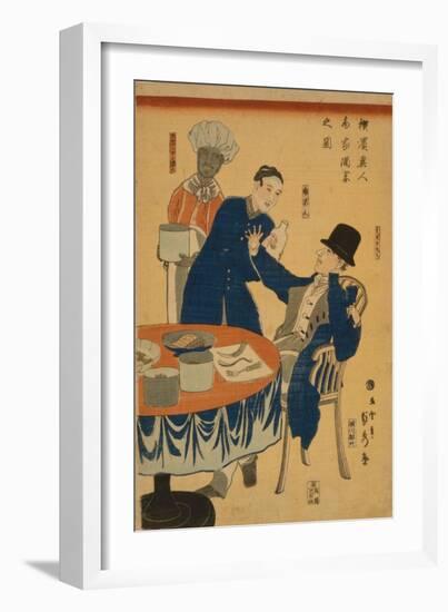 Banquet at a foreign mercantile house in Yokohama, 1861-Utagawa Sadahide-Framed Giclee Print